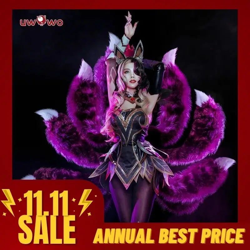 Uwowo liga de lenda cosplay ahri traje lol coven ahri traje com orelhas traje de halloween ahri bruxa vestido feminino