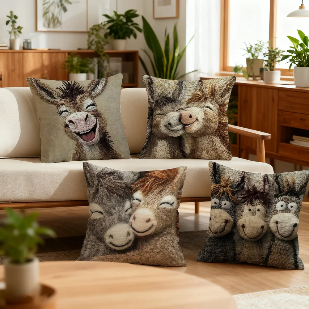 Smile Donkey B Cushion Cover Decoration Room Shop Car Best Home Office Coffee Pillow Sofa Printing Nordic Simplicity Hit