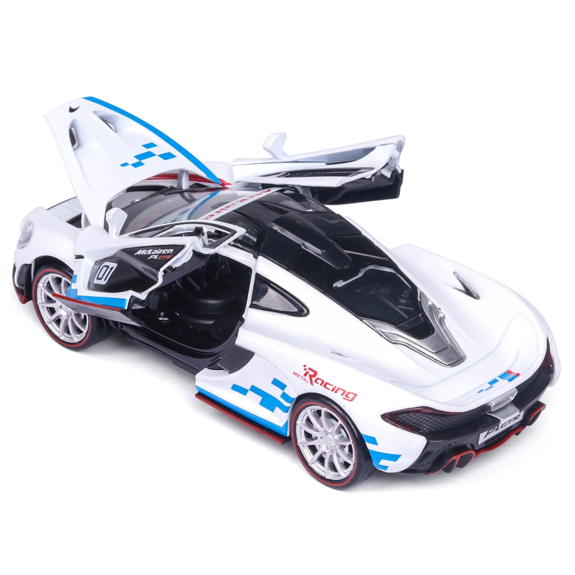 1:32 nova venda quente mclaren p1 gtr diecasts & veículos de brinquedo modelo de carro com luz sonora puxar para trás carro de brinquedo de corrida de alta simulação
