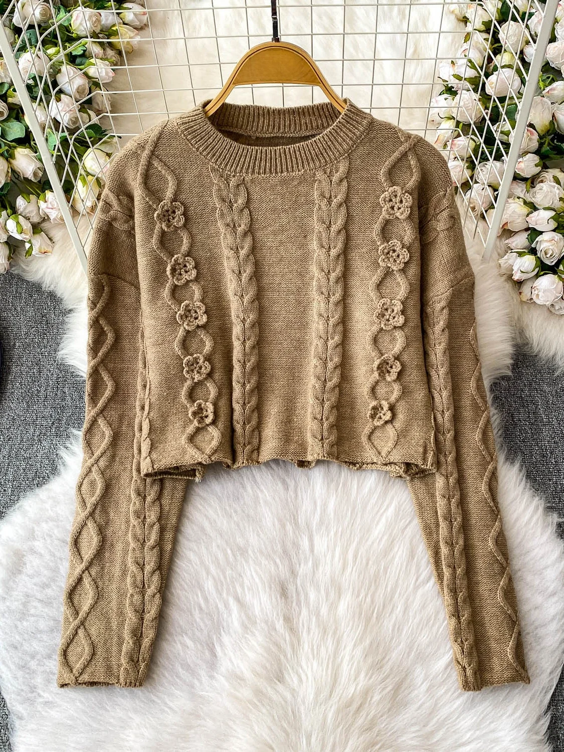 Set maglione coreano chic lavorato a maglia ort rotondo Ne con gonna a fessura Ele, comodo vestibilità ampia, autunno Faion