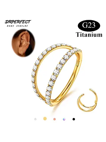 Drperfect G23 Titanium Nose Rings Hoops Double Hoop Septum Click Lip Rook Lobe Tragus Helix Cartilage Piercing Jewelry 16G 18G