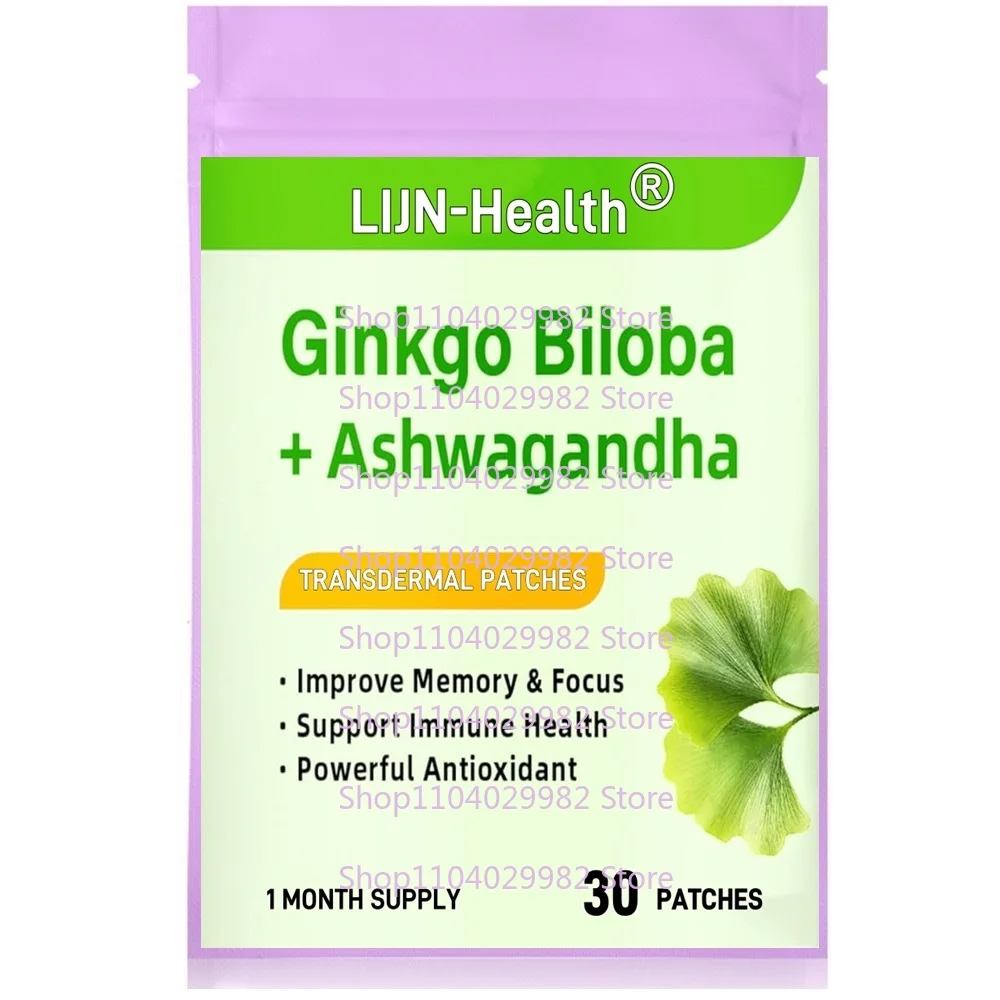 

30 Patches Ginkgo Biloba Transdermal Patches with Ginseng Maca Root for Mood Focus,Energy Booster and Brain Health