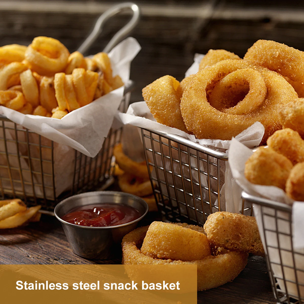 

Stainless Steel Snack Basket Mini Frying Baskets Reusable Mesh Colander Long Handle Kitchen Utensil Home