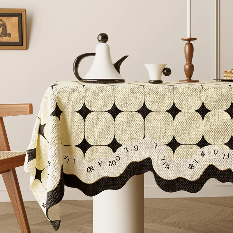 1PC Oil Painting Style Tablecloth American Retro Romantic Waterproof Coffee Table Cloth Pastoral Style High-end Jacquard