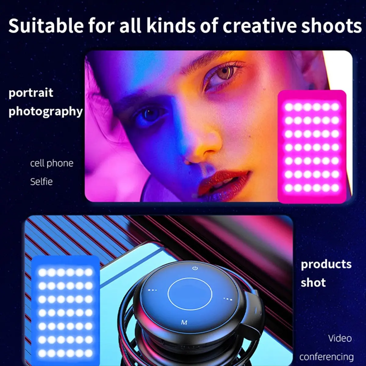 

(BAAY) RGB-видеосвет для фотосъемки, панель освещения для камеры CRI95+ 2700-6500K с ЖК-дисплеем и креплением Cold Shoe для видеоблогов и DSLR-камер