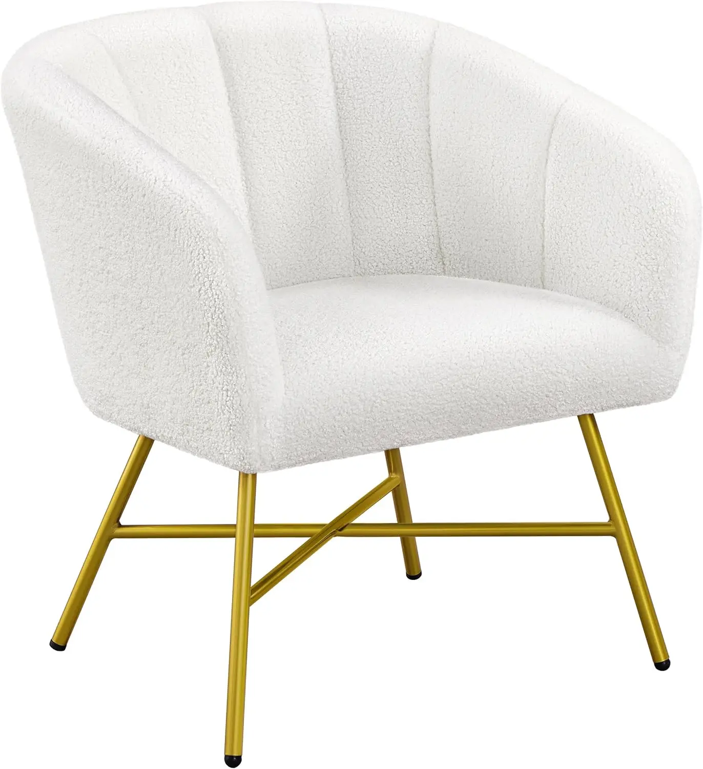 

Boucle Barrel Chair, Modern Living Room Chair with Metal Legs and Soft Padded, Comfy Side Chair for Bedroom/Office/Stu