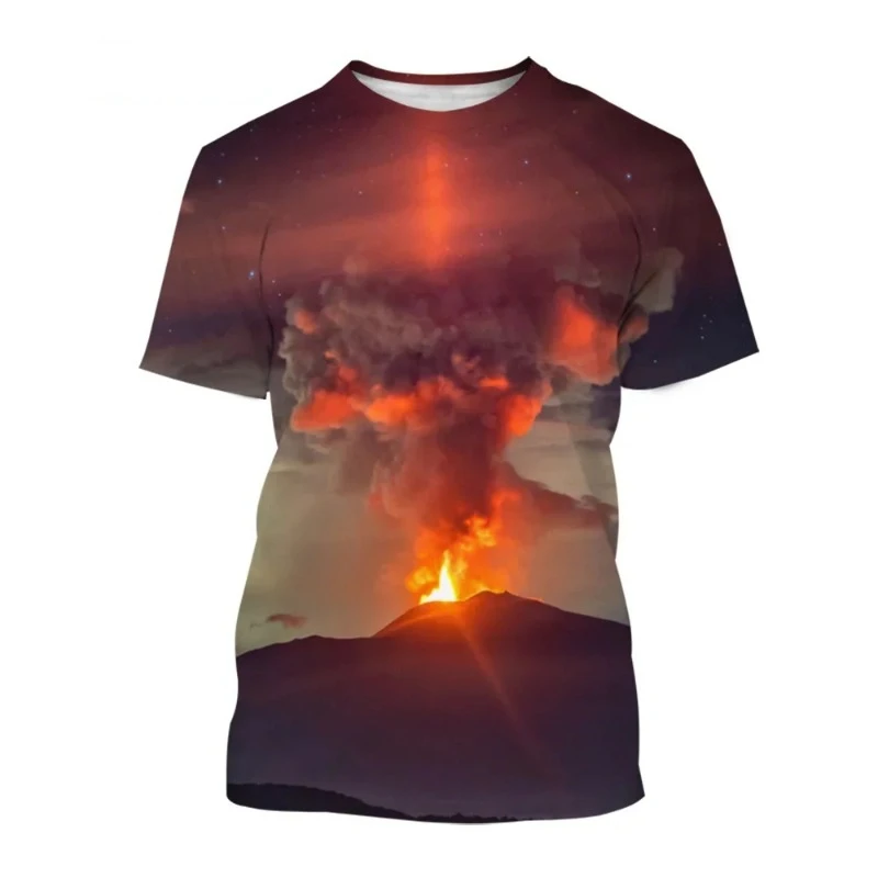 Mode d'été enfants adolescent Cool vêtements t-shirts décontracté Style Harajuku volcan éruption graphique imprimé garçon fille t-shirts hauts