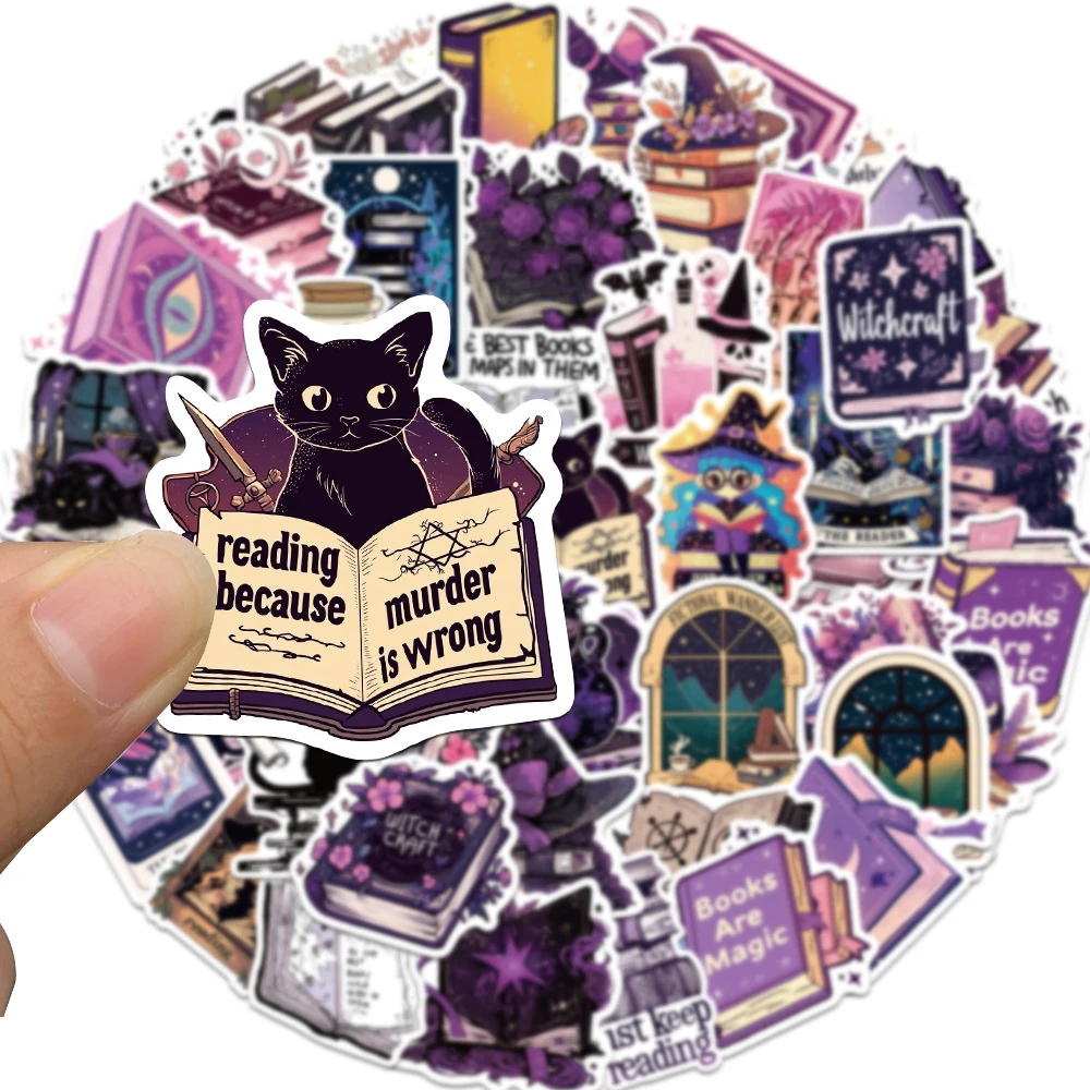 

10/30/50/100pcs Gothic Purple Witch Bookish Cartoon Stickers Aesthetic Graffiti Decals Notebook Phone Suitcase Sticker Packing