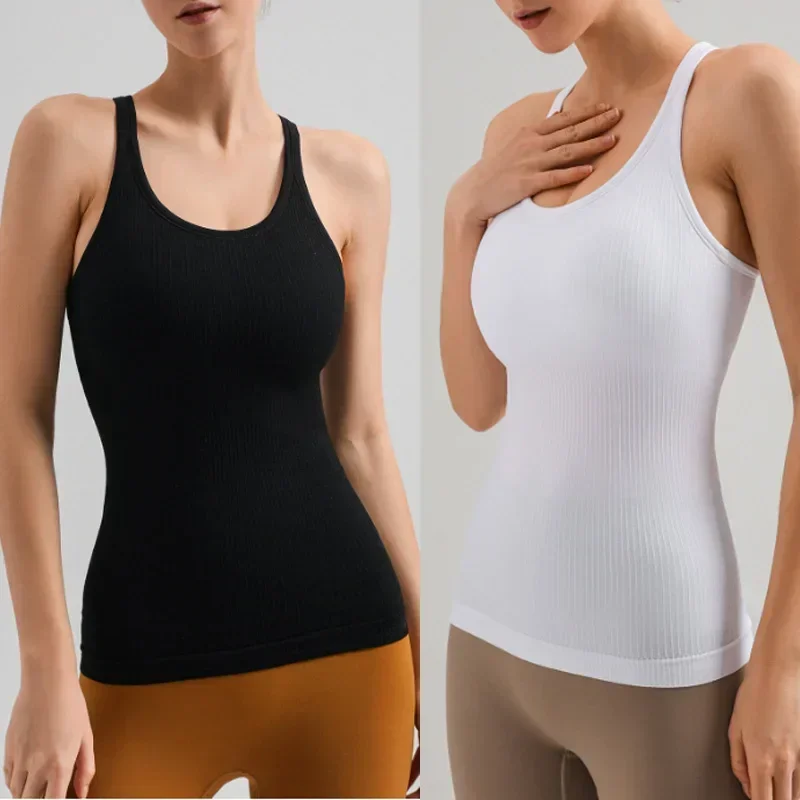 

Summer new yoga clothing tops with chest pads fitness sports sleeveless undershirt female