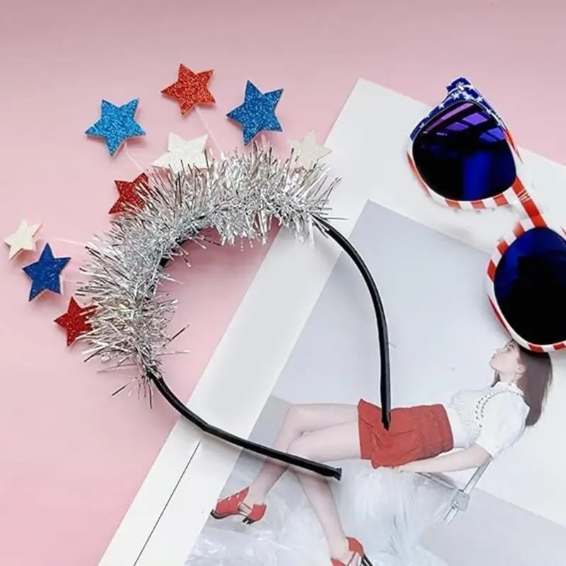 39BB gwiazda z pałąkiem na głowę okulary przeciwsłoneczne dzień niepodległości obręcz do włosów impreza patriotyczna biały do