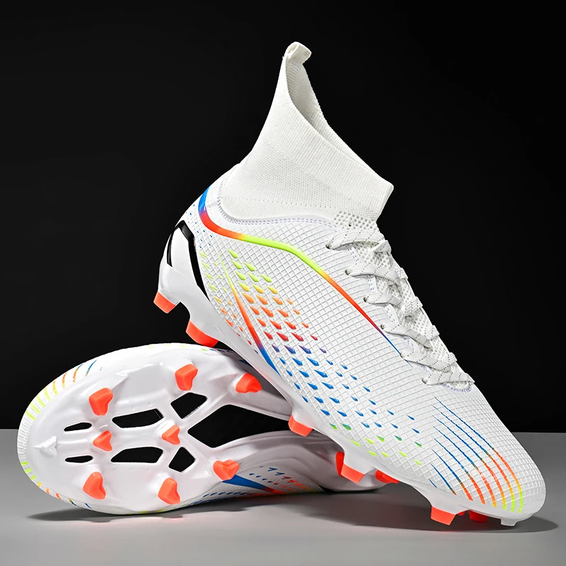 Unisex Firm Ground Soccer Shoes Thickened Cushion Anti Collision Breathable Wear Resistant Daily Training Football Sneakers