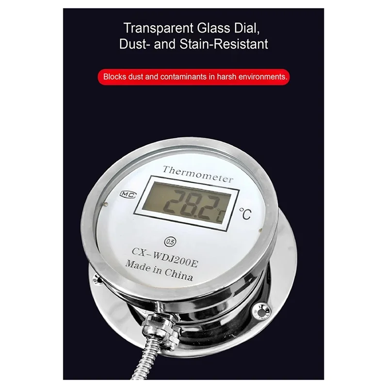 

SEWS-Stainless Steel Thermometer With Digital Display, Waterproof Probe Thermometer For Cooking, Industrial