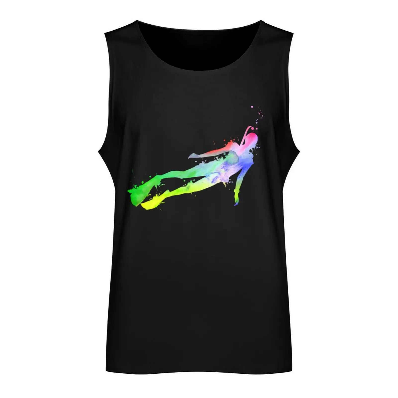 Freediving Watercolor Paint Splatter Freediver Tank Top t-shirt gym man fitness Men's gym sleeveless shirt man