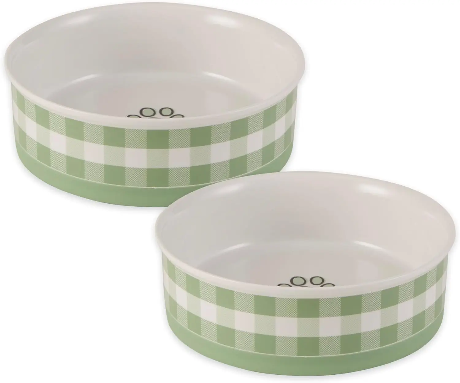 

Ceramic Food Bowls, Non-Slip & Dishwasher Safe, Large Set, 7.5x2.4 Desert Sage Check