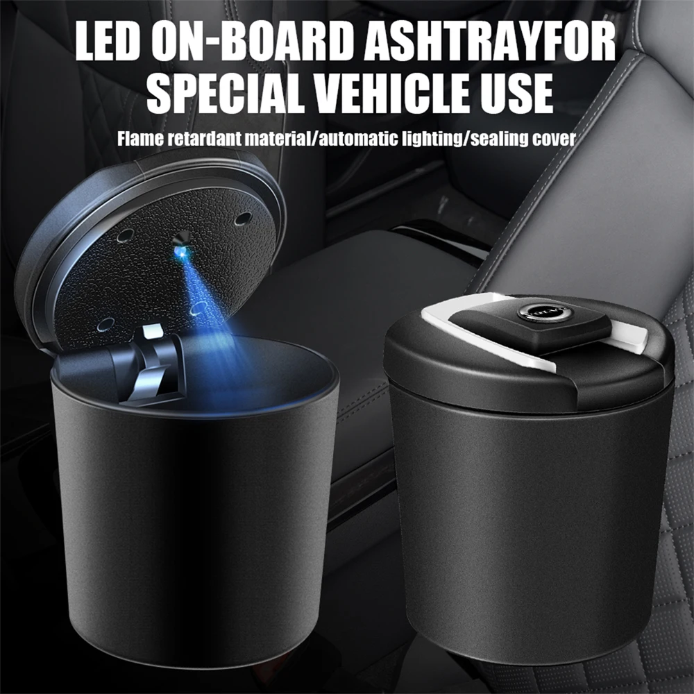 Car Ashtray With Cover LED Portable Ashtray Cup Interior Storage For Volvo Rdesign V40 V50 S40 S80 XC60 S90 XC90 XC40 C40 V90