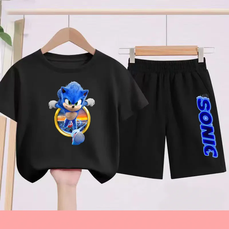 

Boy Girl Summer 2 Piece Children T-Shirt Casual 3-12 Age Letters Printed Short Sleeve+Shorts Comfortable Breathable Sportswear
