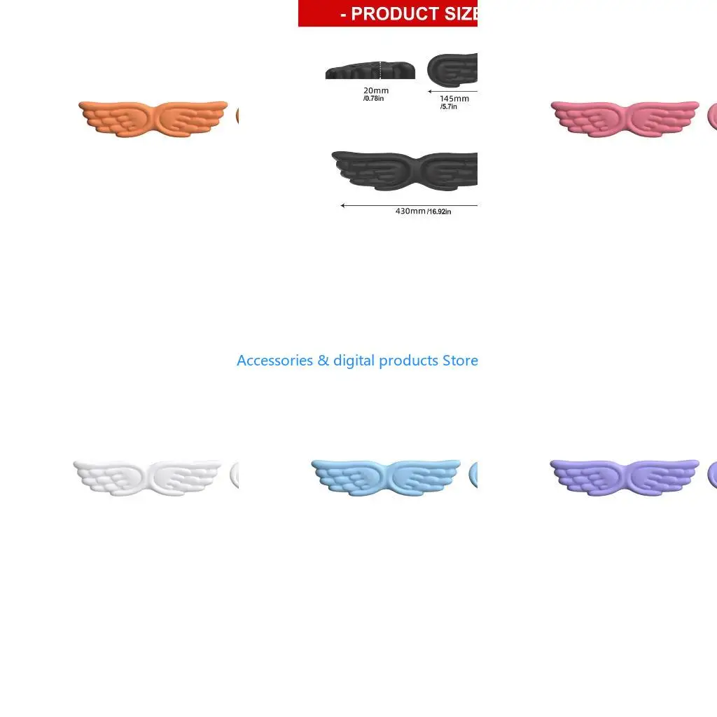 77JD Angel Wing Pattern Silicone Keyboards Wrist Rest Mouse Pad Set Comfortable Ergonomic Design NonSlip Office Accessory