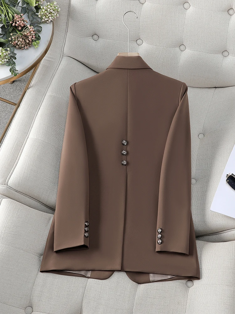 Fashion Autumn Winter Women Blazer Black Coffee Blue Female Long Sleeve Single Button Ladies Casual Jacket Coat