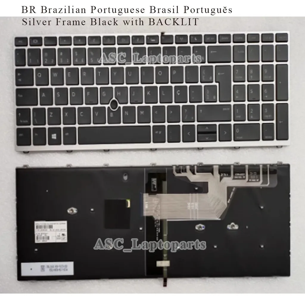 New Brazil German Hebrew Latin Spanish Danish UK Croatian SV YU Keyboard for HP Probook 650 G4, 650 G5 Silver Frame with BACKLIT