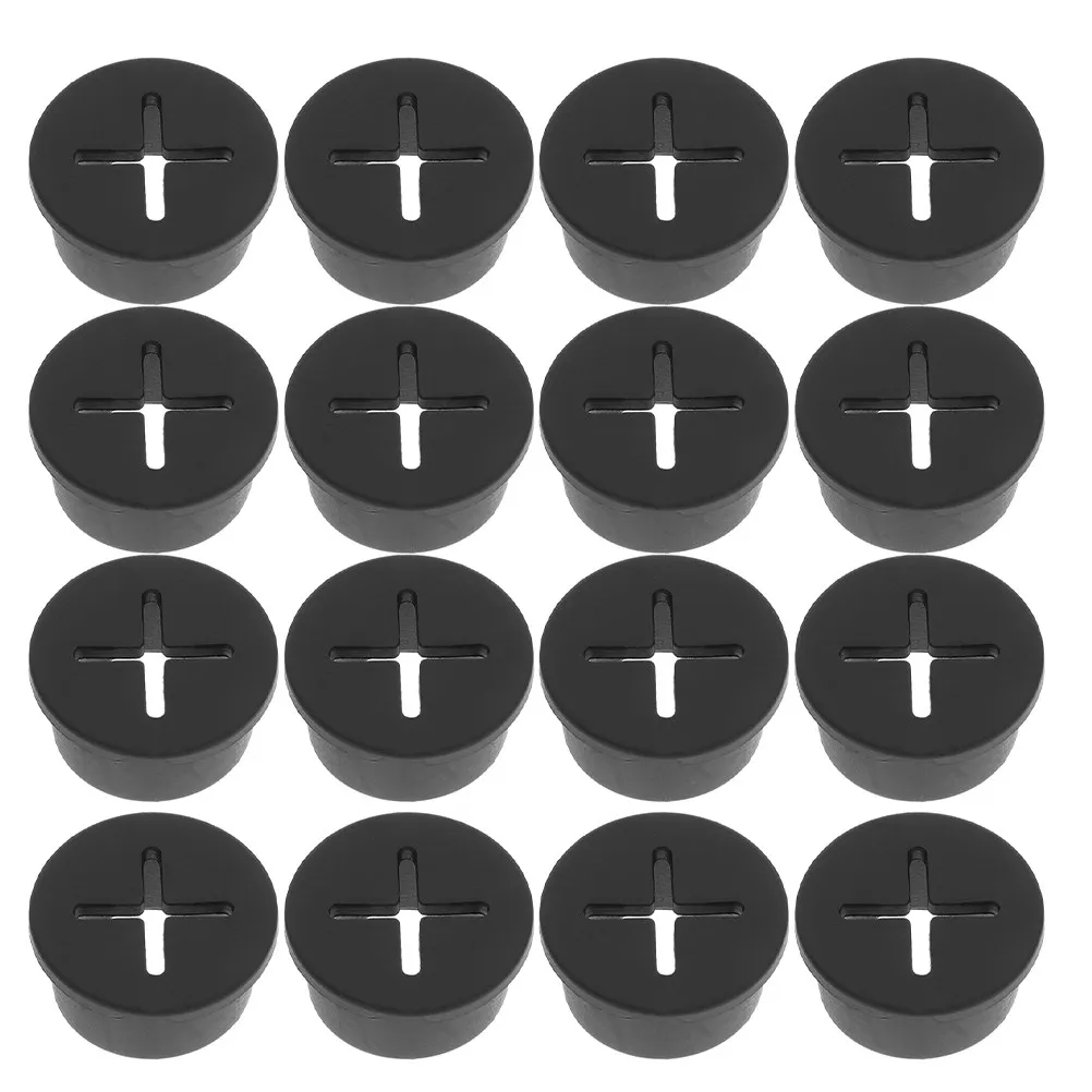 20Pcs Black Rubber Grommet Covers for Desk Holes Flexible Cable Cord Organizer Dust Proof Desk Hole Plug Wire Hole Cover