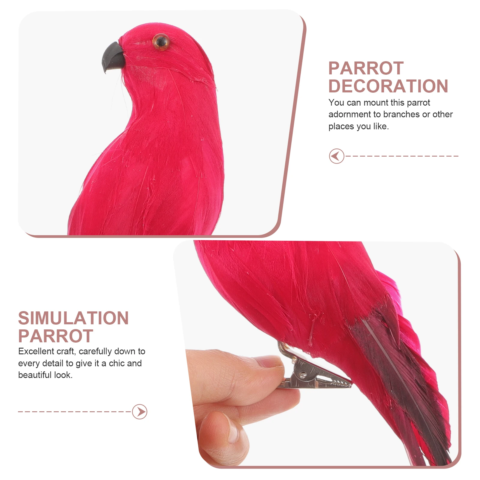 

Realistic Artificial Parrot Model Lifelike Foam Craft Decor Home Office Mini Garden Red Simulation Bird Statue