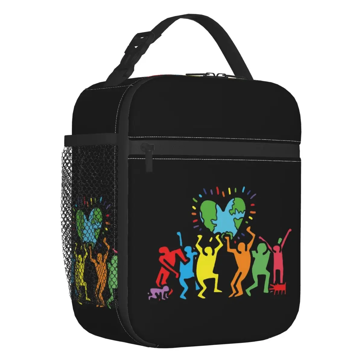Haring Geometric Graffiti Insulated Lunch Tote Bag Keith Abstract Art Resuable Cooler Thermal Bento Box Kids School Children