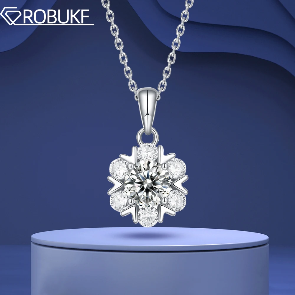 

0.5CT-5CT Real Moissanite Necklace For Women S925 Silver Snowflake Pendant Necklaces with Certificate Wedding Jewelry Wholesale