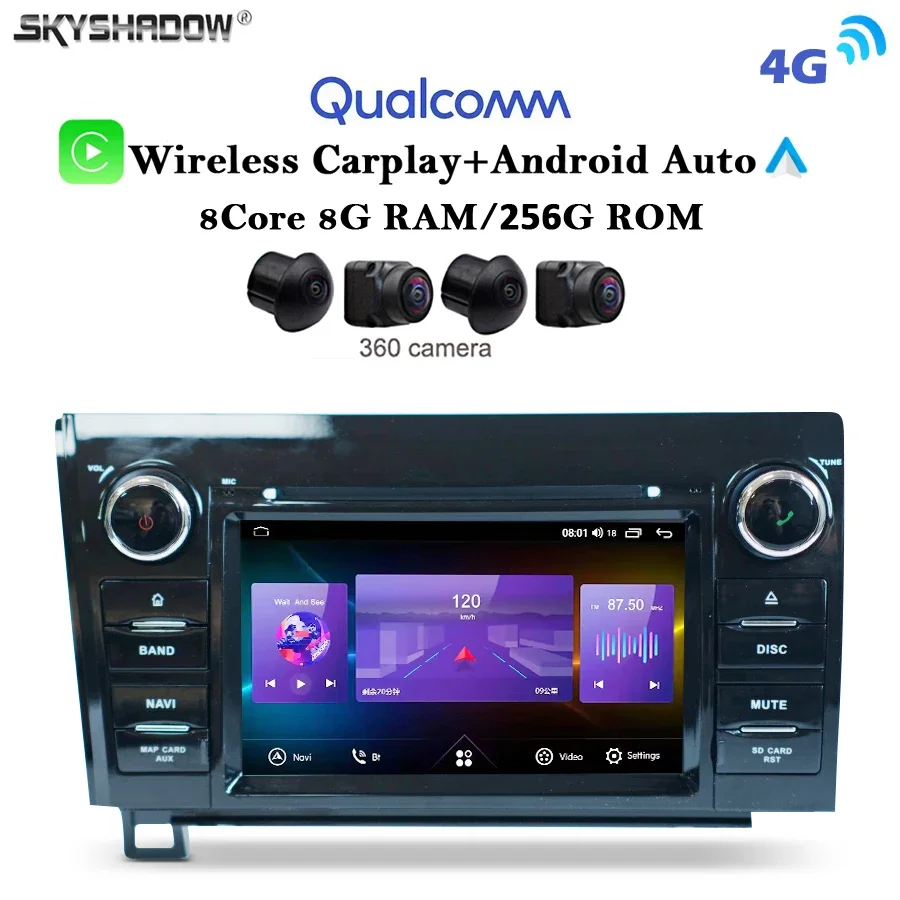 12+256G Carplay Auto Android 13.0 4G LTE IPS Car DVD Player GPS map WIFI Bluetooth RDS Radio For Toyota Tundra Sequoia 2007-2014