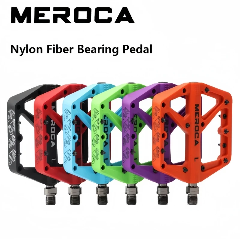 

Meroca Bike Pedal Nylon Fiber Bearing Pedal For MTB Lightweight Extra Large Size Non-slip Wear-resistant Bicycle Accessories