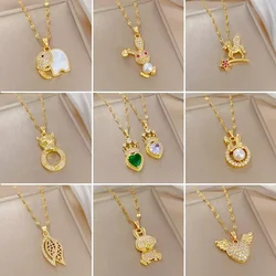 Stainless Steel Chain Luxury Zircon Love Pendant Necklaces for Women Lady Jewelry Accessories Collection Gifts for Friends