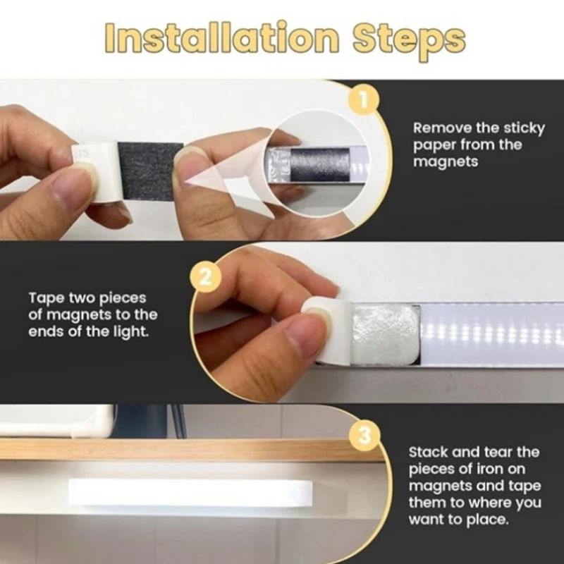 20cm Motion Sensor LED Under Cabinet Lamp Dimmable Rechargeable Night Light Stairs Closet Room Aisle Tube Bar Detector Bulb view 5