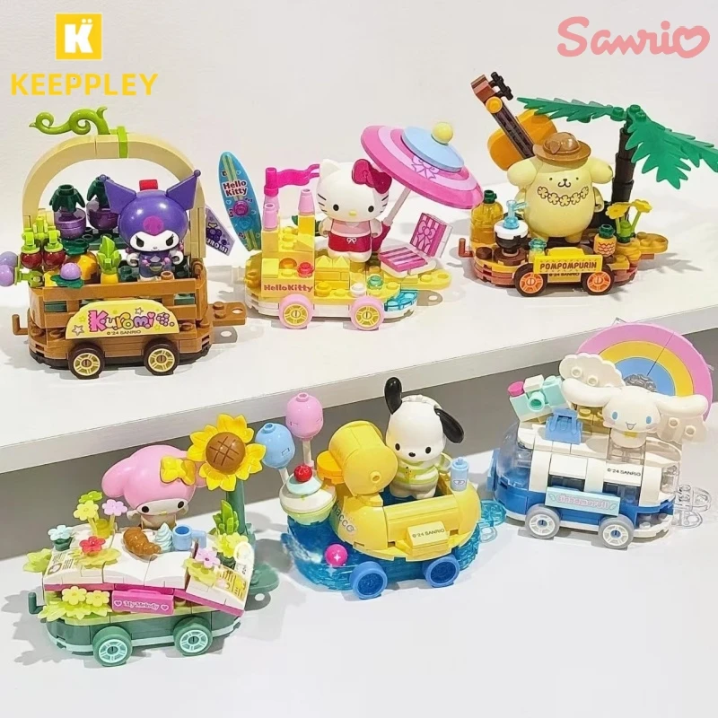 Keeppley Sanrio Building Block My Melody Kuromi Hello Kitty Float Parade Pochakco Pompompompurin Model Toys ornament Kids Gifts