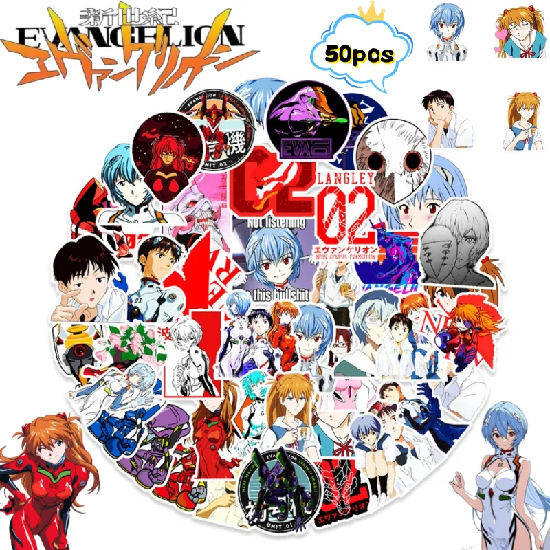 

Neon Genesis Evangelion Shinji Ikari Asuka Langley Soryu 50 stickers creative high-value student journal DIY doodle decoration