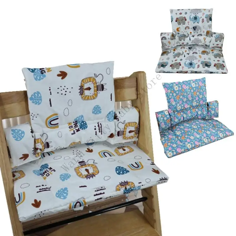 Waterproof Dustproof Baby High Chair Cushion Set Non-Slip Cartoon Toddlers Dining Chair Back Cushion for Stokk Trip Trap