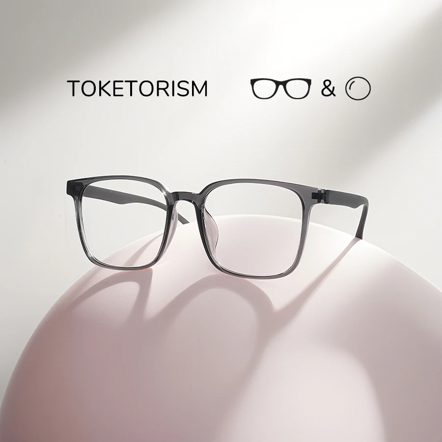 

Toketorism Men's Square Frame Prescription Optical Glasses Anti Blue Photochromic Lenses Women's Eyeglasses
