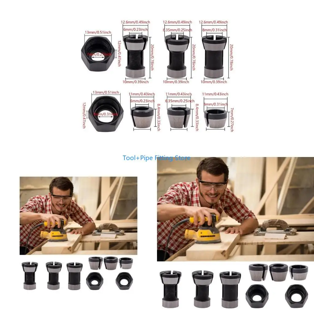 F92B Collet Chuck Conversion Sleeve for Trimming Machine Electric Woodwork Routers Clamp Holder Adapter Head Converters