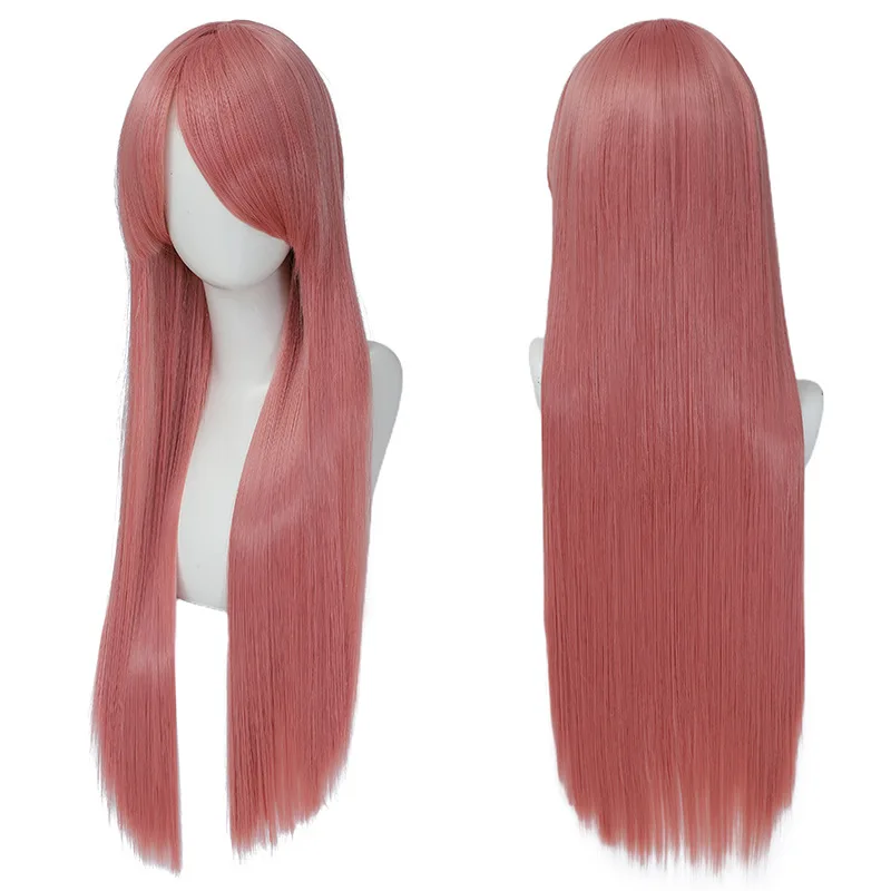 Colorful Long Straight Synthetic Hair White Purple Black Cosplay Wig 80cm For Men And Women Free Wig Cap view 4