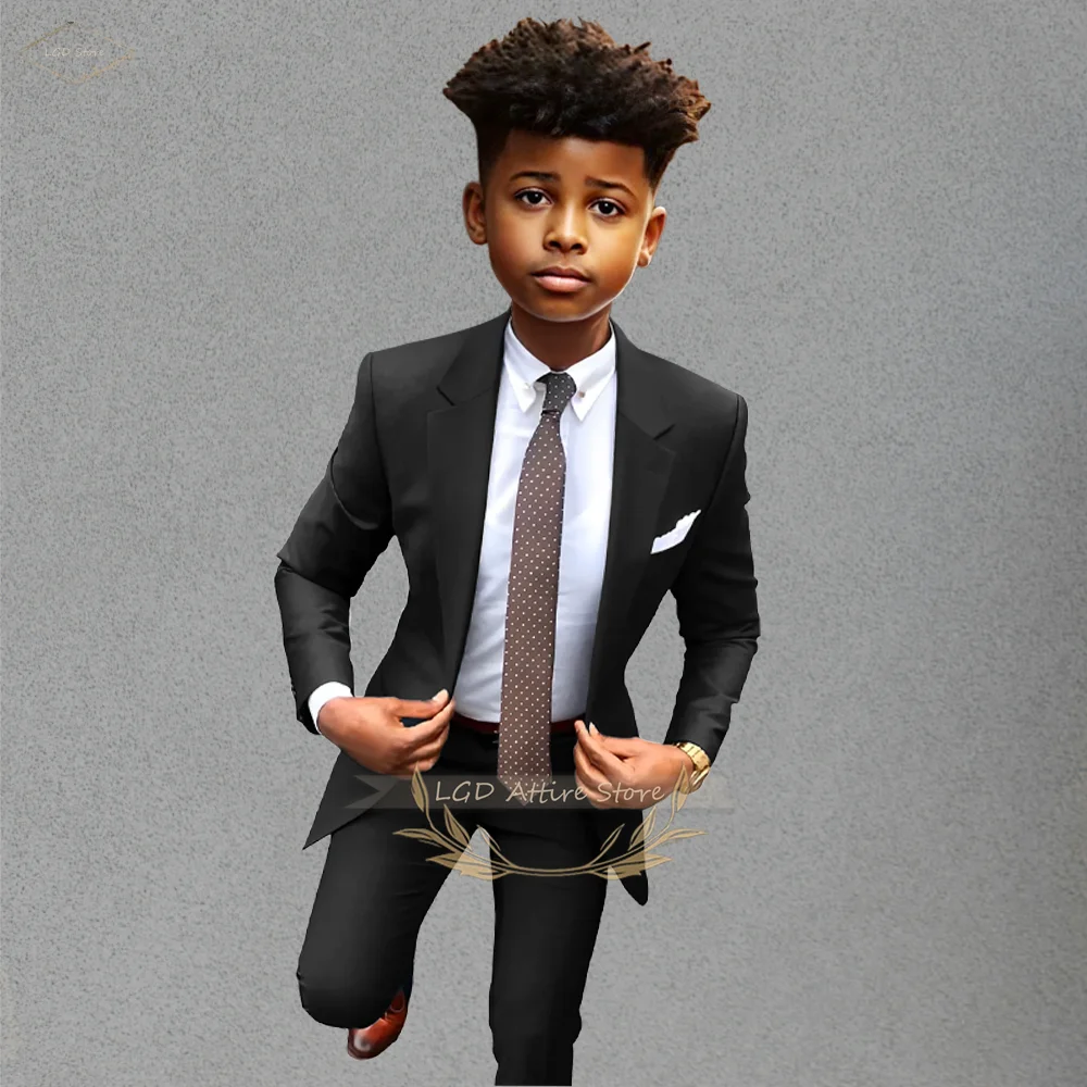 

Boys 2-Piece Suit Set Notch Lapel Smart Casual Church School Events Slim Fit Blazer Pants Durable Comfort