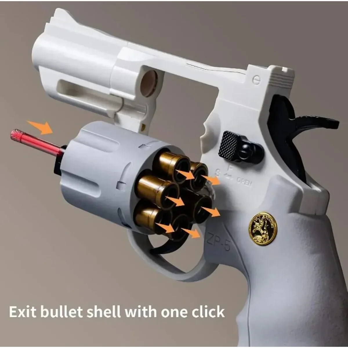 Perfect Continuous Fire ZP5 357 Revolver Launcher Toy Gun with Soft Dart Bullets for CS Outdoor Game Fun Gifts for Baby