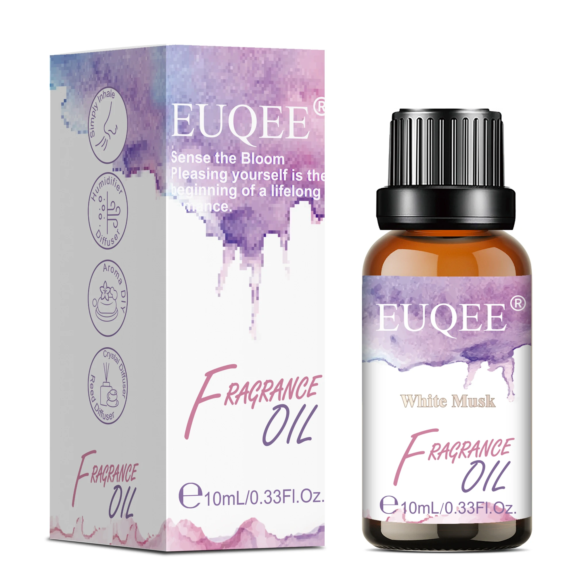 EUQEE 10 مللي 30 مللي 100 مللي مزيج الزيت العطري المسك الأبيض مسحوق الطفل اللوز والفانيليا زيت عطري لصنع الناشر شمعة الصابون