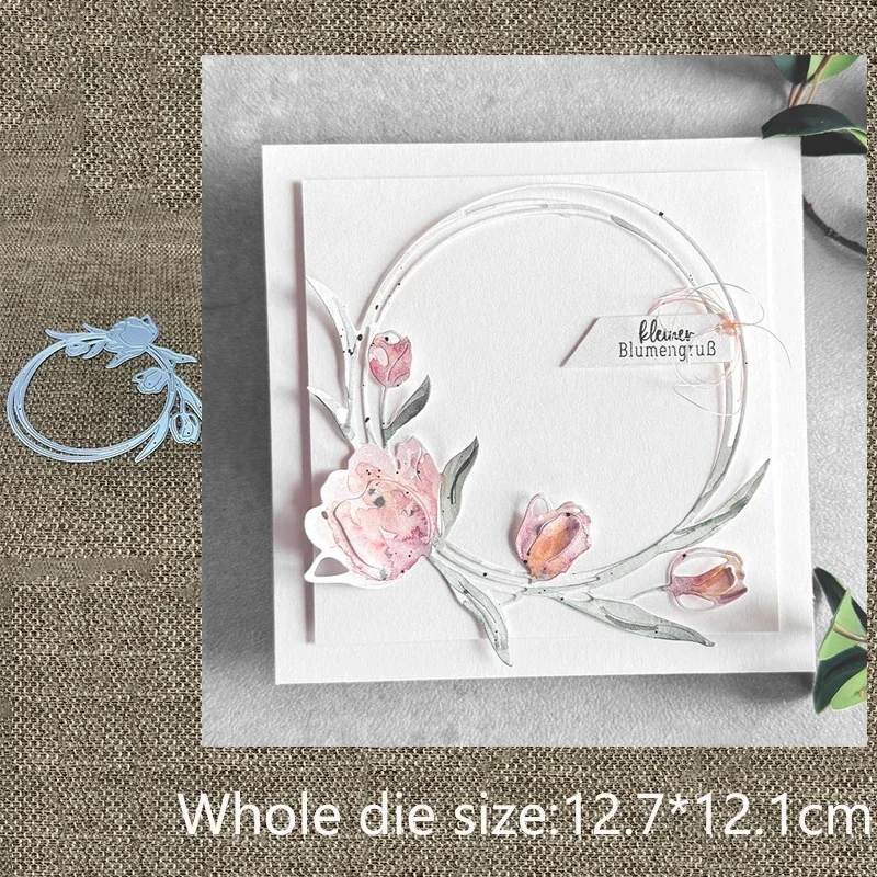 

Новая металлическая вырубная форма для трафаретов, декоративная вырубка в виде цветочного венка, для скрапбукинга, альбомов, бумажных открыток, тиснения и дизайна.