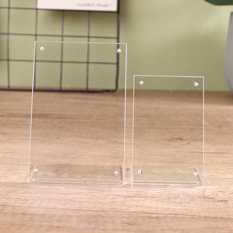 Acrylic Desktop Display Frame Table Card Sign Collection Photo Protection Holder Magnetic Album Postcard Souvenir Display Stand