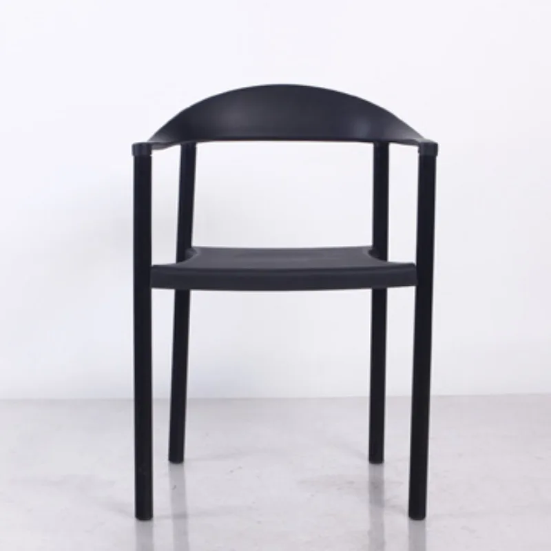 

Simple modern armrest back chair, adult home dining room furniture black and white outdoor chair plastic chair