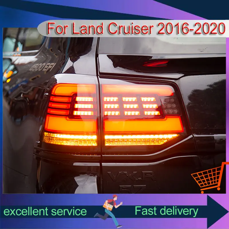 LED Car Rear Light For Toyota Land Cruiser 2016-2021 LC200 FJ200 Modified Rear Lamp With Turn Signal Brake Lamp Auto Accessories