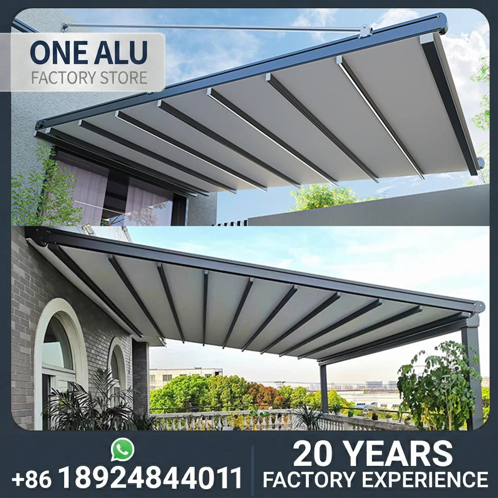 

OneAlu VillaShield Smart Retractable Pergola: Bespoke Motorized PVC Roof Cover for High-End Residential Garden Patios