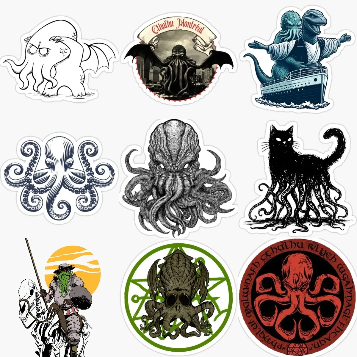 Cthulhu Great Old Ones Octopus Monster Tentacles PVC Sticker for Decorate Wall Car Van Bicycle Window Motorcycle Off-road Decal