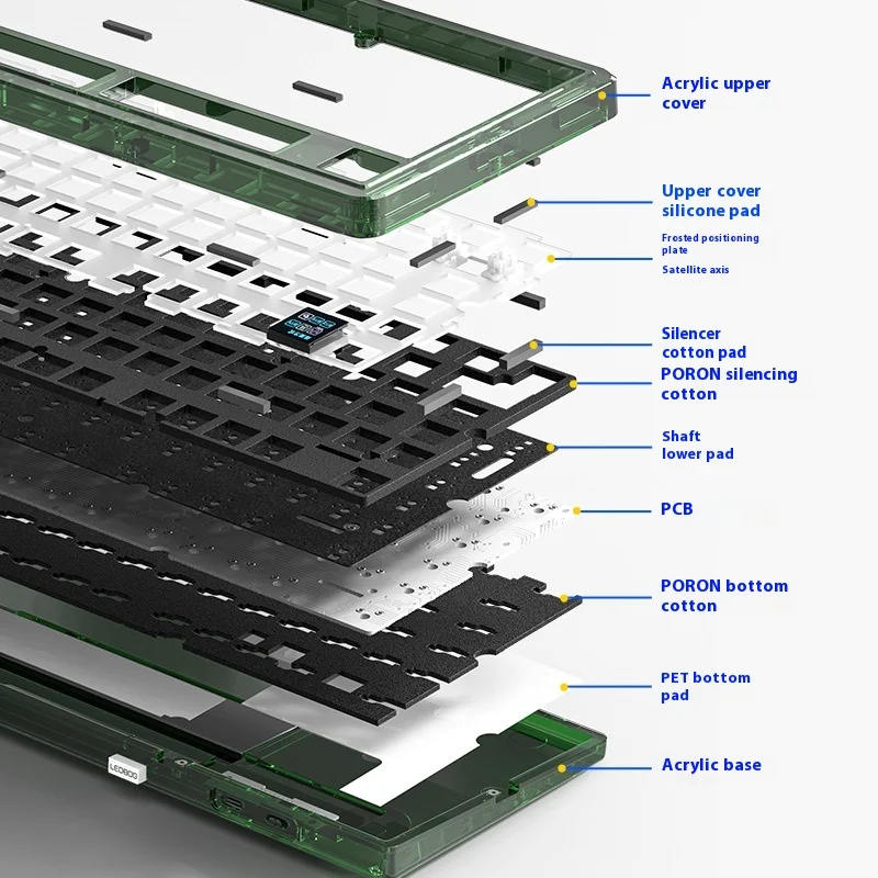 Imagem -04 - Leobog-teclado Mecânico sem Fio K81 Bluetooth 81 Chaves Hot-swappable Rgb Três Modos Teclado Estrutura Gask Acrílico Shell