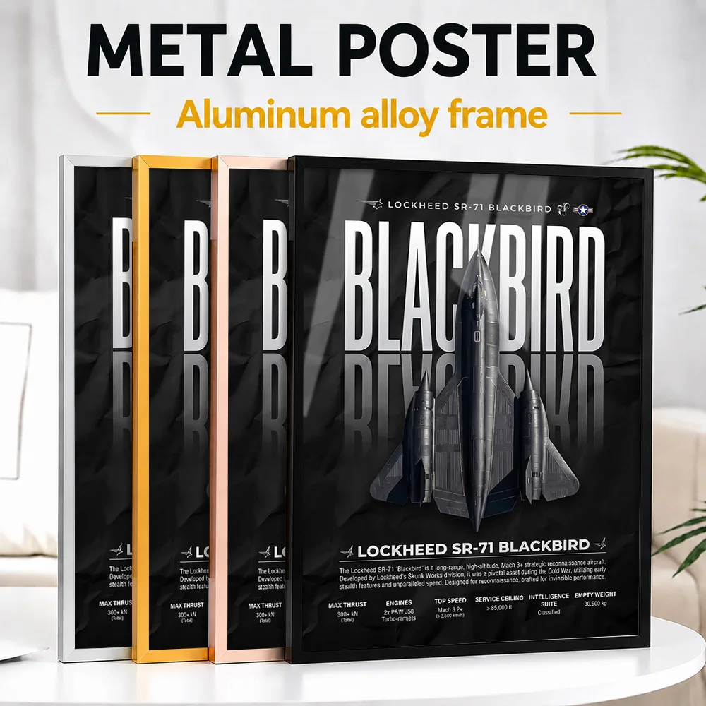 Lockheed SR-71 Blackbird Metal Poster With Aluminum Alloy Frame Customized Technical Graphic Wall Art For Flight Simulator Room