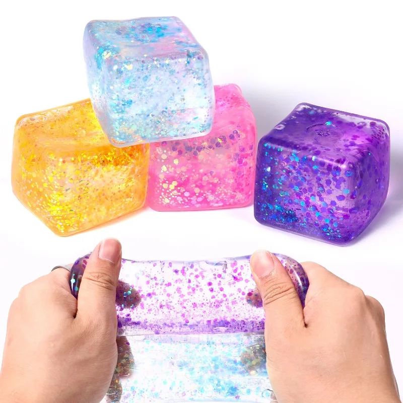 Glänzender Würfel Maltose Squishy Spielzeug Langsam Aufsteigende Kleine Eiswürfel Anti-Stress Fidget Toy Stressball Sensorisches Spielzeug Entspannungsgeschenke