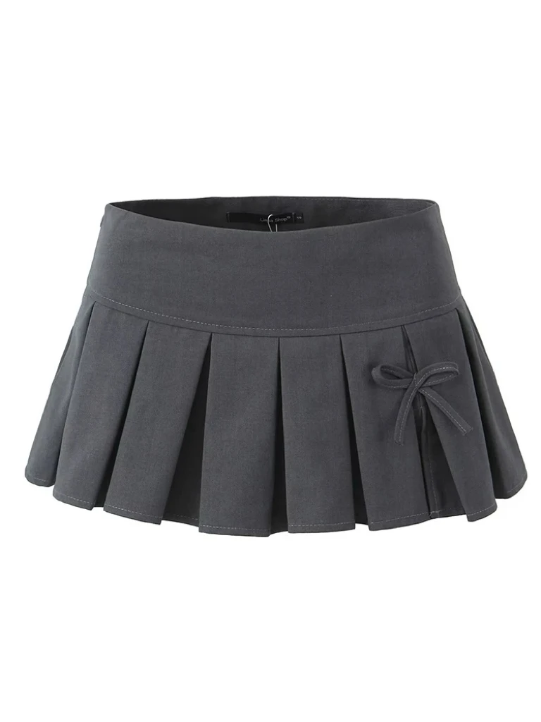 

2024 Women Spring Fashion Hot Sweet Super Short Skirt Sexy Low Waist Bow Tied Mini Skirts Chic Slim Pleated Skort